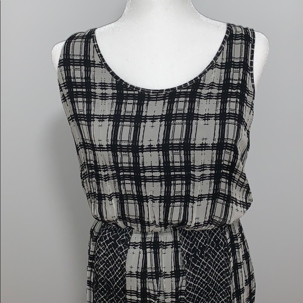 Ella Moss Black Gray Plaid Maxi Dress Medium M - Picture 5 of 8